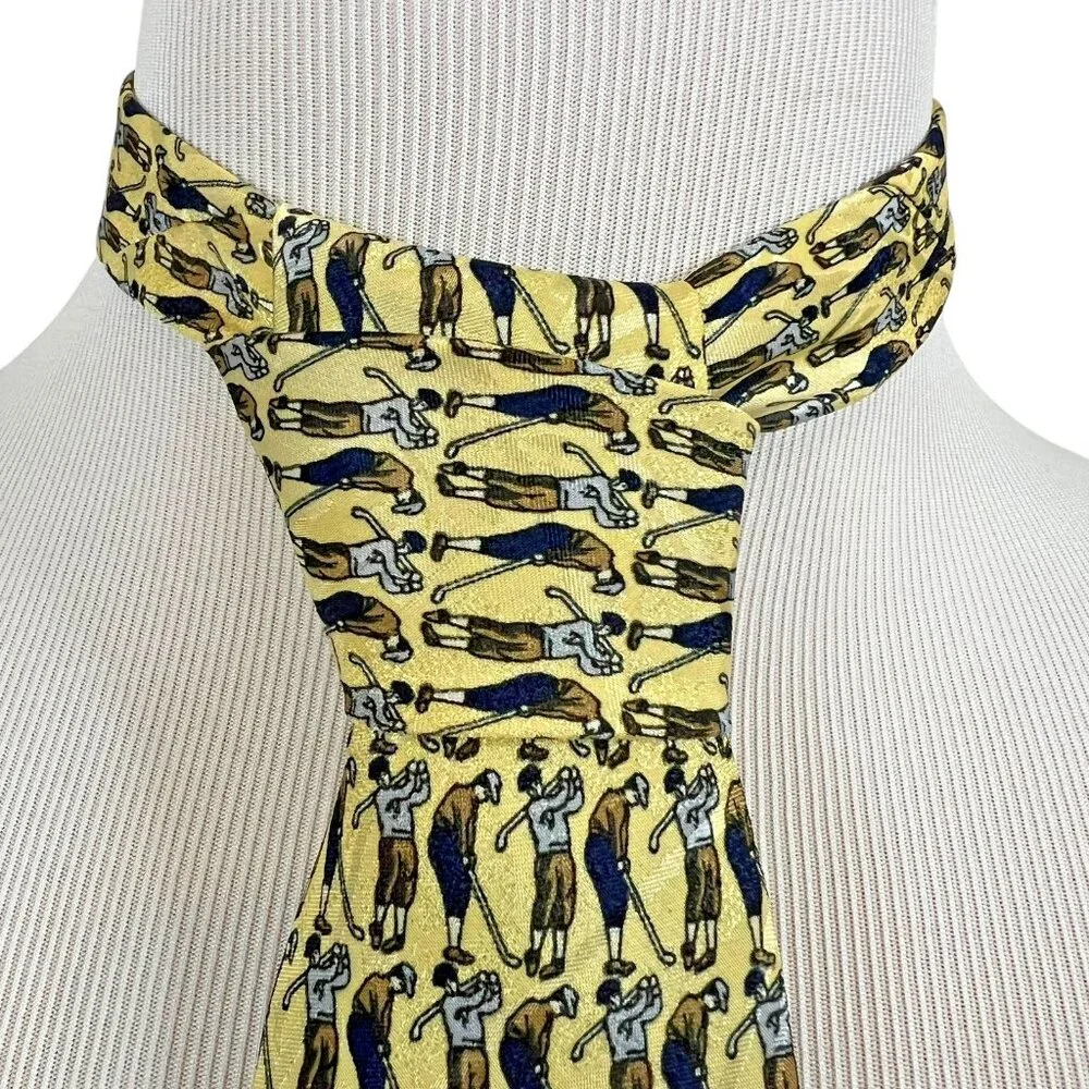 Isador Handmade Silk‎ Tie 4”x62” Golf Sporty Sport Par